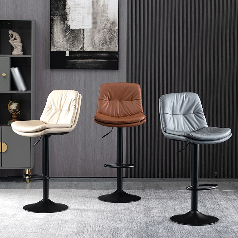 Nordic Steel Adjustable Swivel Barstool Indoor Tall Stool with Leather Seat Clearhalo 'Bar Furniture' 'Bar Stools' 'bar_stools' 'furn' 'furn_bar_stools' 'furniture_bar_stools' 'Kitchen & Dining Furniture' 'kitchen&dining_furn' 'kitchen' 'kitchen_furn' Furniture' 4620269