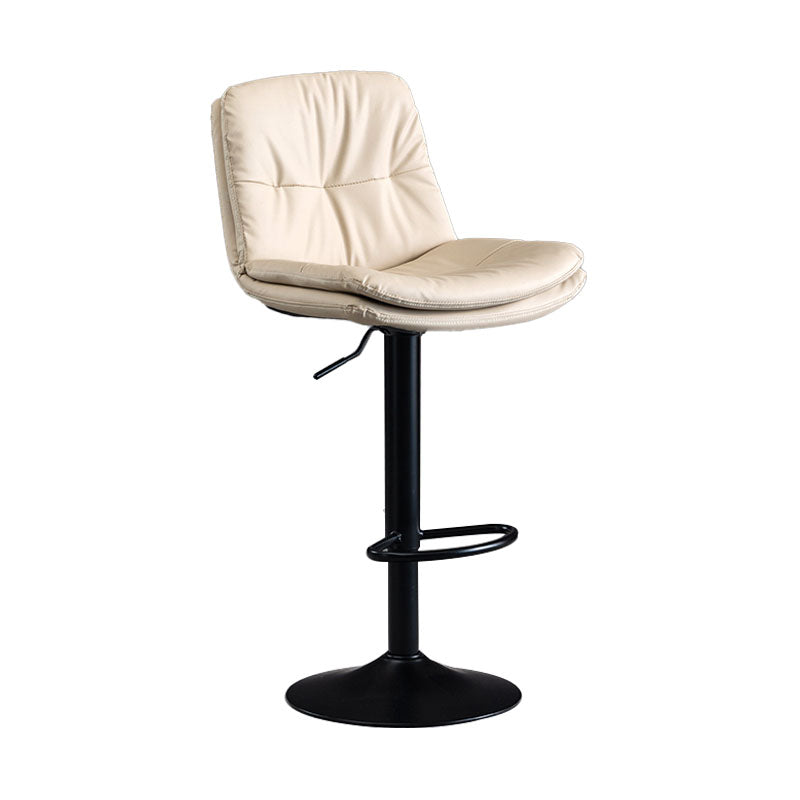 Nordic Steel Adjustable Swivel Barstool Indoor Tall Stool with Leather Seat Off-White 1 Piece Clearhalo 'Bar Furniture' 'Bar Stools' 'bar_stools' 'furn' 'furn_bar_stools' 'furniture_bar_stools' 'Kitchen & Dining Furniture' 'kitchen&dining_furn' 'kitchen' 'kitchen_furn' Furniture' 4620270