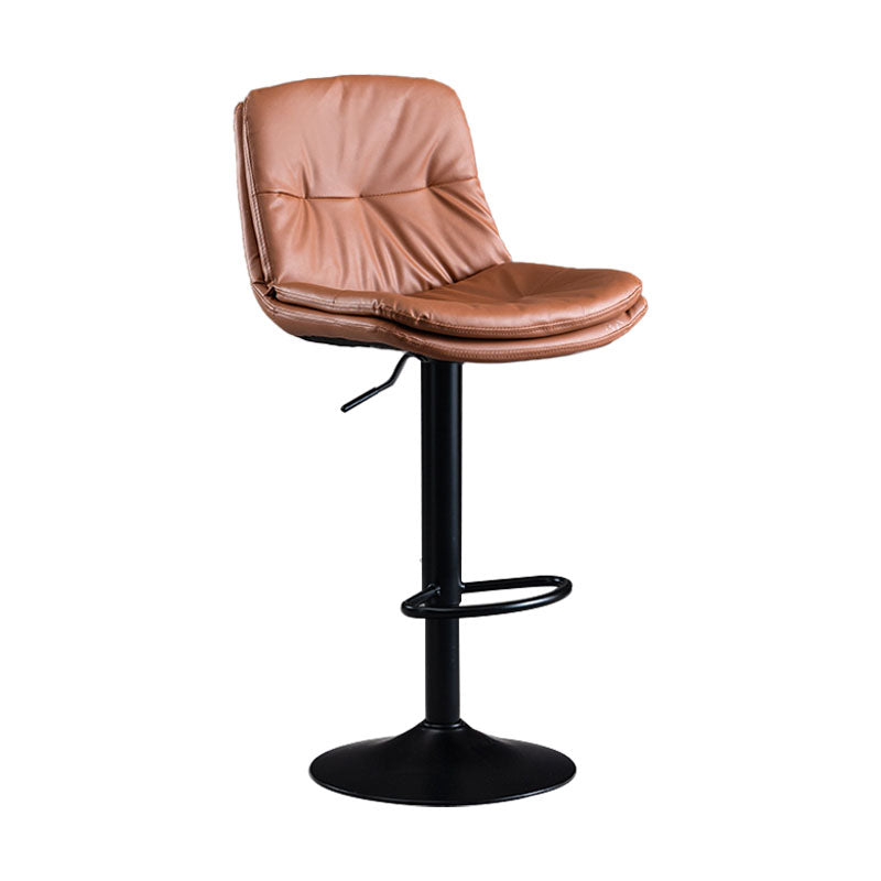 Nordic Steel Adjustable Swivel Barstool Indoor Tall Stool with Leather Seat Brown 1 Piece Clearhalo 'Bar Furniture' 'Bar Stools' 'bar_stools' 'furn' 'furn_bar_stools' 'furniture_bar_stools' 'Kitchen & Dining Furniture' 'kitchen&dining_furn' 'kitchen' 'kitchen_furn' Furniture' 4620272