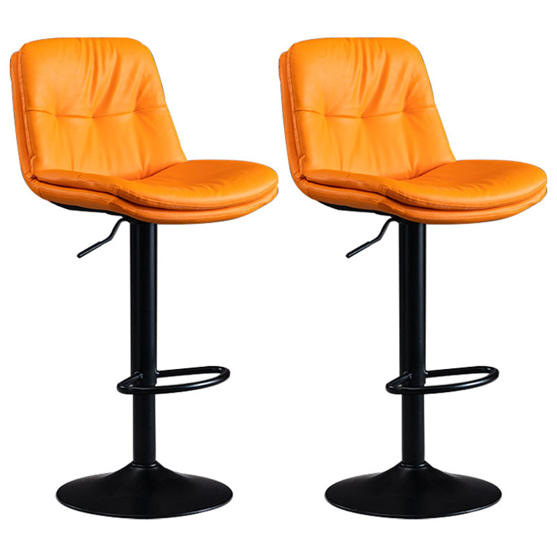 Nordic Steel Adjustable Swivel Barstool Indoor Tall Stool with Leather Seat Orange 2 Piece Set Clearhalo 'Bar Furniture' 'Bar Stools' 'bar_stools' 'furn' 'furn_bar_stools' 'furniture_bar_stools' 'Kitchen & Dining Furniture' 'kitchen&dining_furn' 'kitchen' 'kitchen_furn' Furniture' 4620274