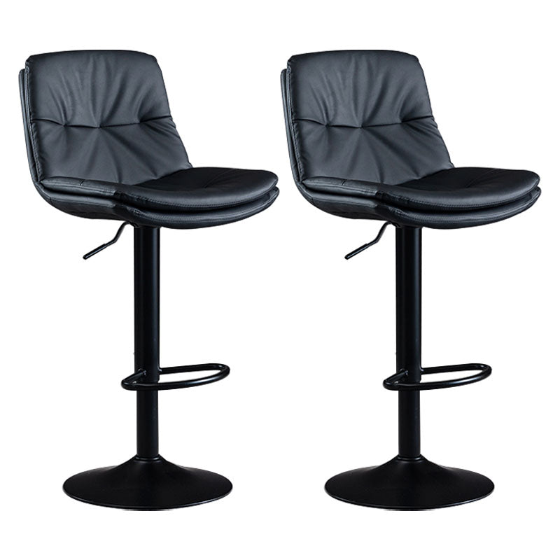 Nordic Steel Adjustable Swivel Barstool Indoor Tall Stool with Leather Seat Black 2 Piece Set Clearhalo 'Bar Furniture' 'Bar Stools' 'bar_stools' 'furn' 'furn_bar_stools' 'furniture_bar_stools' 'Kitchen & Dining Furniture' 'kitchen&dining_furn' 'kitchen' 'kitchen_furn' Furniture' 4620281