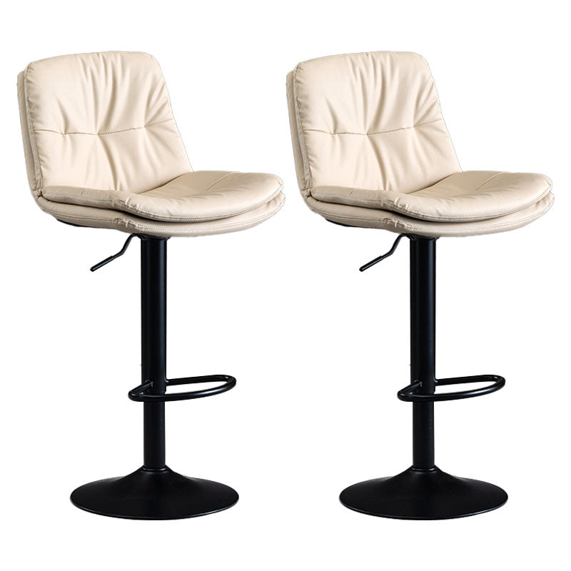 Nordic Steel Adjustable Swivel Barstool Indoor Tall Stool with Leather Seat Off-White 2 Piece Set Clearhalo 'Bar Furniture' 'Bar Stools' 'bar_stools' 'furn' 'furn_bar_stools' 'furniture_bar_stools' 'Kitchen & Dining Furniture' 'kitchen&dining_furn' 'kitchen' 'kitchen_furn' Furniture' 4620282