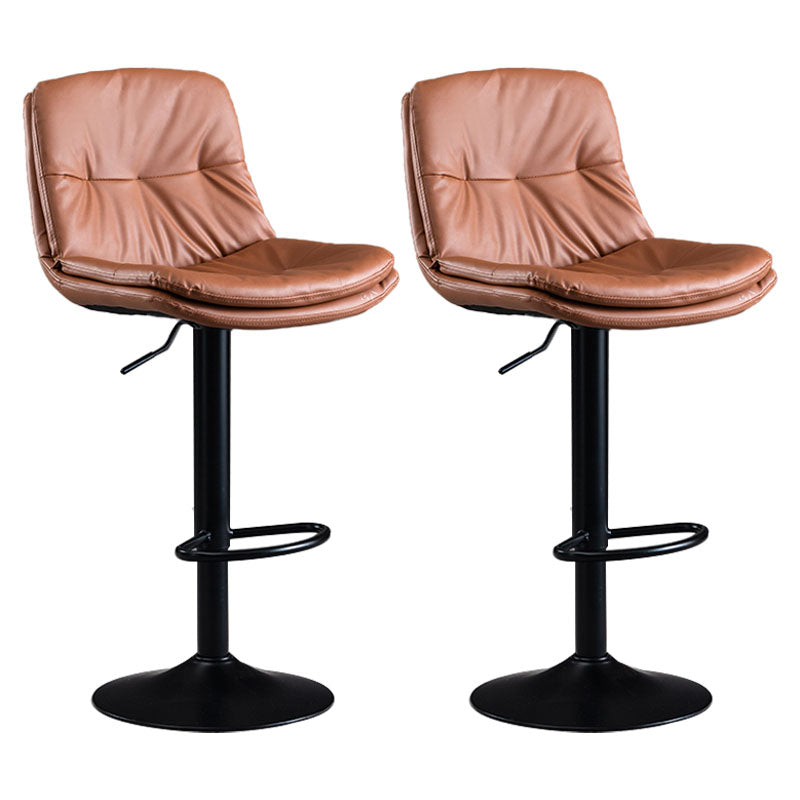 Nordic Steel Adjustable Swivel Barstool Indoor Tall Stool with Leather Seat Brown 2 Piece Set Clearhalo 'Bar Furniture' 'Bar Stools' 'bar_stools' 'furn' 'furn_bar_stools' 'furniture_bar_stools' 'Kitchen & Dining Furniture' 'kitchen&dining_furn' 'kitchen' 'kitchen_furn' Furniture' 4620283