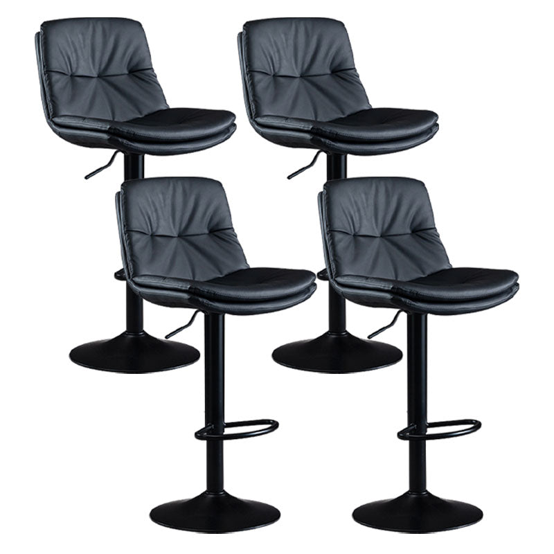 Nordic Steel Adjustable Swivel Barstool Indoor Tall Stool with Leather Seat Black 4 Piece Set Clearhalo 'Bar Furniture' 'Bar Stools' 'bar_stools' 'furn' 'furn_bar_stools' 'furniture_bar_stools' 'Kitchen & Dining Furniture' 'kitchen&dining_furn' 'kitchen' 'kitchen_furn' Furniture' 4620287
