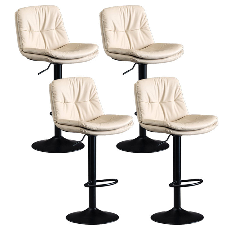 Nordic Steel Adjustable Swivel Barstool Indoor Tall Stool with Leather Seat Off-White 4 Piece Set Clearhalo 'Bar Furniture' 'Bar Stools' 'bar_stools' 'furn' 'furn_bar_stools' 'furniture_bar_stools' 'Kitchen & Dining Furniture' 'kitchen&dining_furn' 'kitchen' 'kitchen_furn' Furniture' 4620288