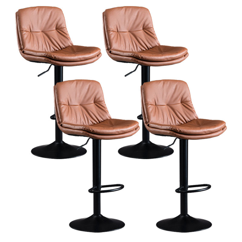 Nordic Steel Adjustable Swivel Barstool Indoor Tall Stool with Leather Seat Brown 4 Piece Set Clearhalo 'Bar Furniture' 'Bar Stools' 'bar_stools' 'furn' 'furn_bar_stools' 'furniture_bar_stools' 'Kitchen & Dining Furniture' 'kitchen&dining_furn' 'kitchen' 'kitchen_furn' Furniture' 4620289