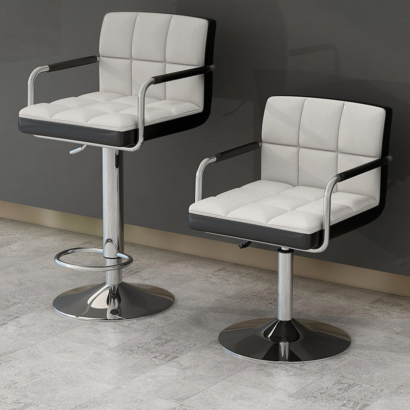 Scandinavian Adjustable Height Swivel Counter Stools Metal Upholstered Bar Stools Clearhalo 'Bar Furniture' 'Bar Stools' 'bar_stools' 'furn' 'furn_bar_stools' 'furniture_bar_stools' 'Kitchen & Dining Furniture' 'kitchen&dining_furn' 'kitchen' 'kitchen_furn' Furniture' 4620291
