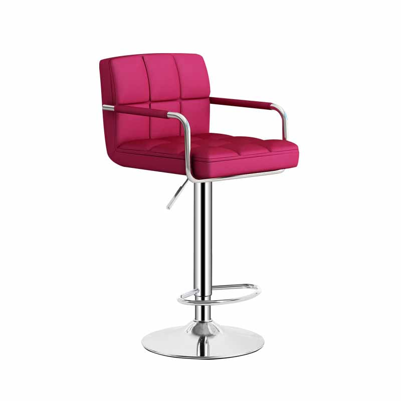 Scandinavian Adjustable Height Swivel Counter Stools Metal Upholstered Bar Stools Rose Red 1 Piece Clearhalo 'Bar Furniture' 'Bar Stools' 'bar_stools' 'furn' 'furn_bar_stools' 'furniture_bar_stools' 'Kitchen & Dining Furniture' 'kitchen&dining_furn' 'kitchen' 'kitchen_furn' Furniture' 4620298