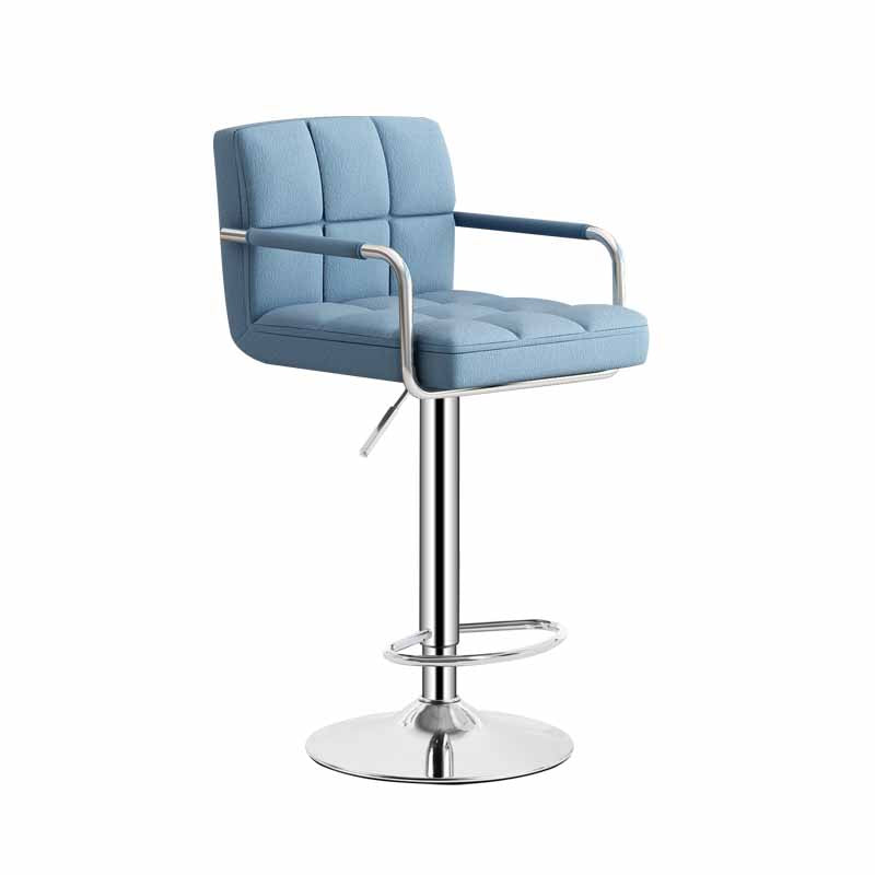 Scandinavian Adjustable Height Swivel Counter Stools Metal Upholstered Bar Stools Blue 1 Piece Clearhalo 'Bar Furniture' 'Bar Stools' 'bar_stools' 'furn' 'furn_bar_stools' 'furniture_bar_stools' 'Kitchen & Dining Furniture' 'kitchen&dining_furn' 'kitchen' 'kitchen_furn' Furniture' 4620301