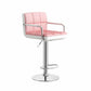 Scandinavian Adjustable Height Swivel Counter Stools Metal Upholstered Bar Stools Pink-White 1 Piece Clearhalo 'Bar Furniture' 'Bar Stools' 'bar_stools' 'furn' 'furn_bar_stools' 'furniture_bar_stools' 'Kitchen & Dining Furniture' 'kitchen&dining_furn' 'kitchen' 'kitchen_furn' Furniture' 4620302