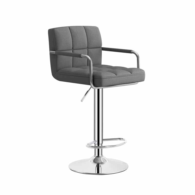 Scandinavian Adjustable Height Swivel Counter Stools Metal Upholstered Bar Stools Grey 1 Piece Clearhalo 'Bar Furniture' 'Bar Stools' 'bar_stools' 'furn' 'furn_bar_stools' 'furniture_bar_stools' 'Kitchen & Dining Furniture' 'kitchen&dining_furn' 'kitchen' 'kitchen_furn' Furniture' 4620303