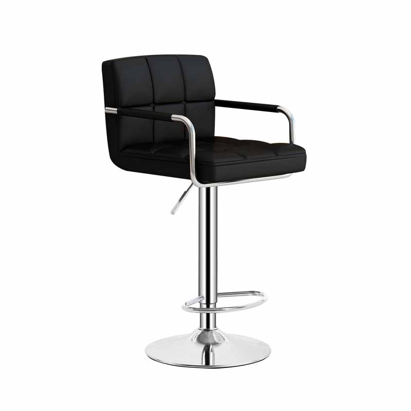 Scandinavian Adjustable Height Swivel Counter Stools Metal Upholstered Bar Stools Black 1 Piece Clearhalo 'Bar Furniture' 'Bar Stools' 'bar_stools' 'furn' 'furn_bar_stools' 'furniture_bar_stools' 'Kitchen & Dining Furniture' 'kitchen&dining_furn' 'kitchen' 'kitchen_furn' Furniture' 4620304