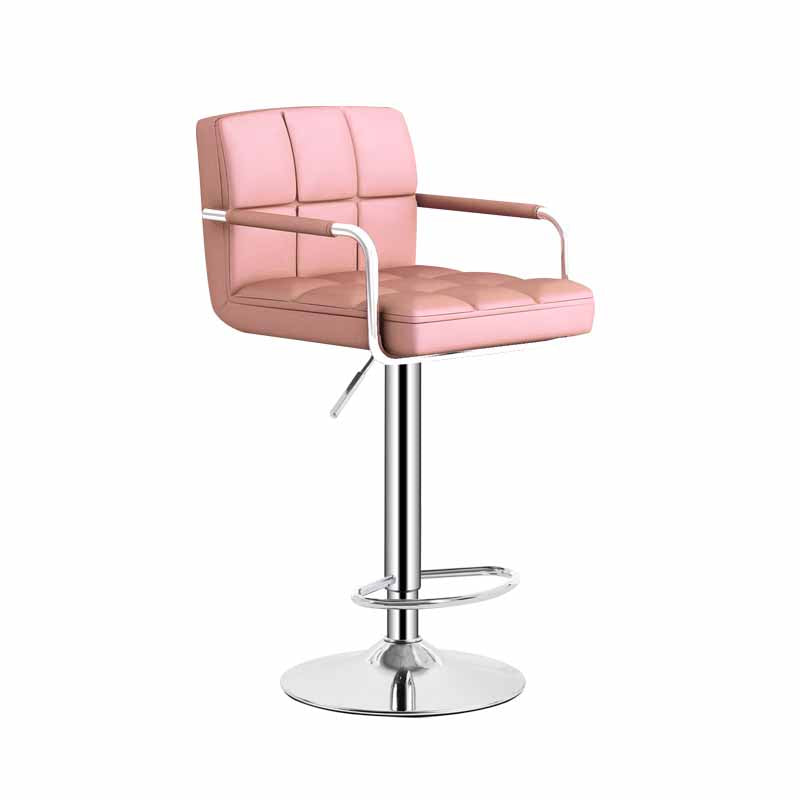 Scandinavian Adjustable Height Swivel Counter Stools Metal Upholstered Bar Stools Pink 1 Piece Clearhalo 'Bar Furniture' 'Bar Stools' 'bar_stools' 'furn' 'furn_bar_stools' 'furniture_bar_stools' 'Kitchen & Dining Furniture' 'kitchen&dining_furn' 'kitchen' 'kitchen_furn' Furniture' 4620305