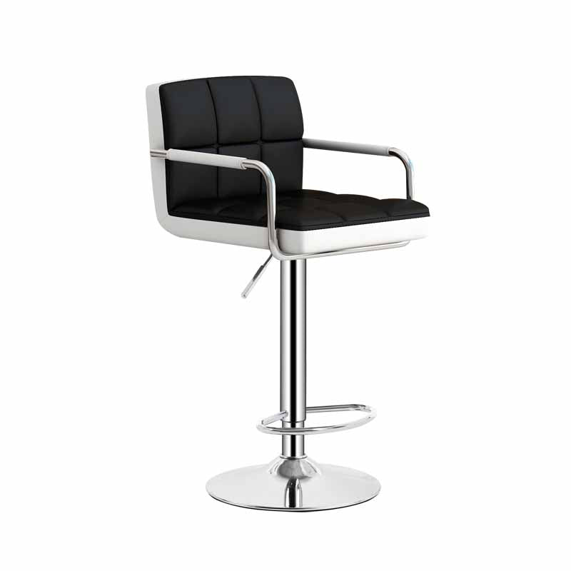 Scandinavian Adjustable Height Swivel Counter Stools Metal Upholstered Bar Stools Black White 1 Piece Clearhalo 'Bar Furniture' 'Bar Stools' 'bar_stools' 'furn' 'furn_bar_stools' 'furniture_bar_stools' 'Kitchen & Dining Furniture' 'kitchen&dining_furn' 'kitchen' 'kitchen_furn' Furniture' 4620307