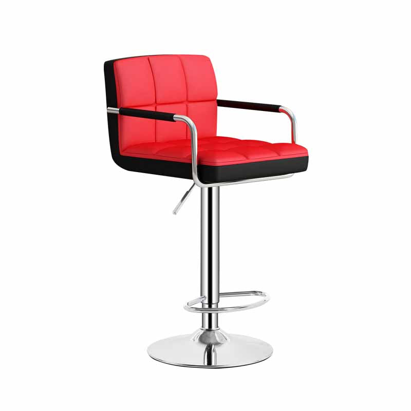 Scandinavian Adjustable Height Swivel Counter Stools Metal Upholstered Bar Stools Red 1 Piece Clearhalo 'Bar Furniture' 'Bar Stools' 'bar_stools' 'furn' 'furn_bar_stools' 'furniture_bar_stools' 'Kitchen & Dining Furniture' 'kitchen&dining_furn' 'kitchen' 'kitchen_furn' Furniture' 4620308