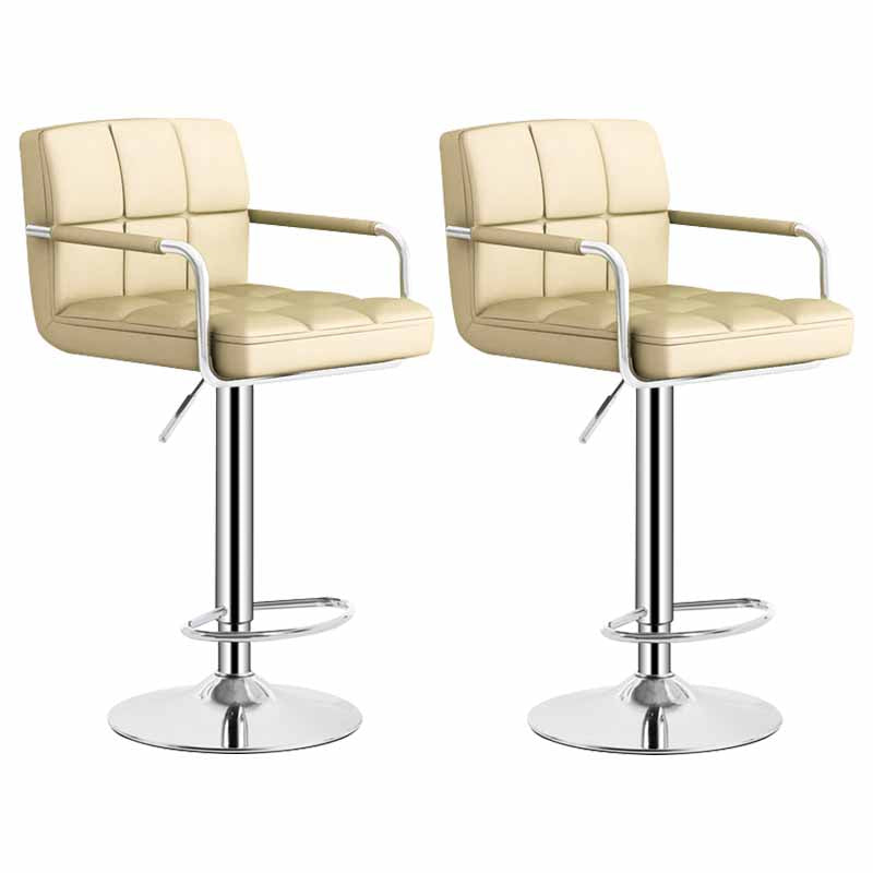 Scandinavian Adjustable Height Swivel Counter Stools Metal Upholstered Bar Stools Beige 2 Piece Set Clearhalo 'Bar Furniture' 'Bar Stools' 'bar_stools' 'furn' 'furn_bar_stools' 'furniture_bar_stools' 'Kitchen & Dining Furniture' 'kitchen&dining_furn' 'kitchen' 'kitchen_furn' Furniture' 4620309