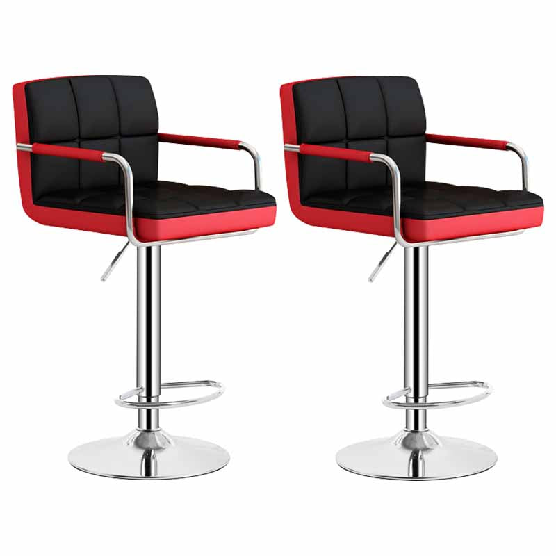 Scandinavian Adjustable Height Swivel Counter Stools Metal Upholstered Bar Stools Red-Black 2 Piece Set Clearhalo 'Bar Furniture' 'Bar Stools' 'bar_stools' 'furn' 'furn_bar_stools' 'furniture_bar_stools' 'Kitchen & Dining Furniture' 'kitchen&dining_furn' 'kitchen' 'kitchen_furn' Furniture' 4620311
