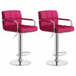 Scandinavian Adjustable Height Swivel Counter Stools Metal Upholstered Bar Stools Rose Red 2 Piece Set Clearhalo 'Bar Furniture' 'Bar Stools' 'bar_stools' 'furn' 'furn_bar_stools' 'furniture_bar_stools' 'Kitchen & Dining Furniture' 'kitchen&dining_furn' 'kitchen' 'kitchen_furn' Furniture' 4620312
