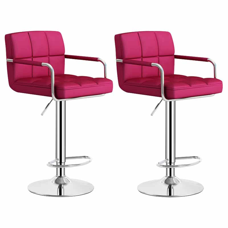 Scandinavian Adjustable Height Swivel Counter Stools Metal Upholstered Bar Stools Rose Red 2 Piece Set Clearhalo 'Bar Furniture' 'Bar Stools' 'bar_stools' 'furn' 'furn_bar_stools' 'furniture_bar_stools' 'Kitchen & Dining Furniture' 'kitchen&dining_furn' 'kitchen' 'kitchen_furn' Furniture' 4620312