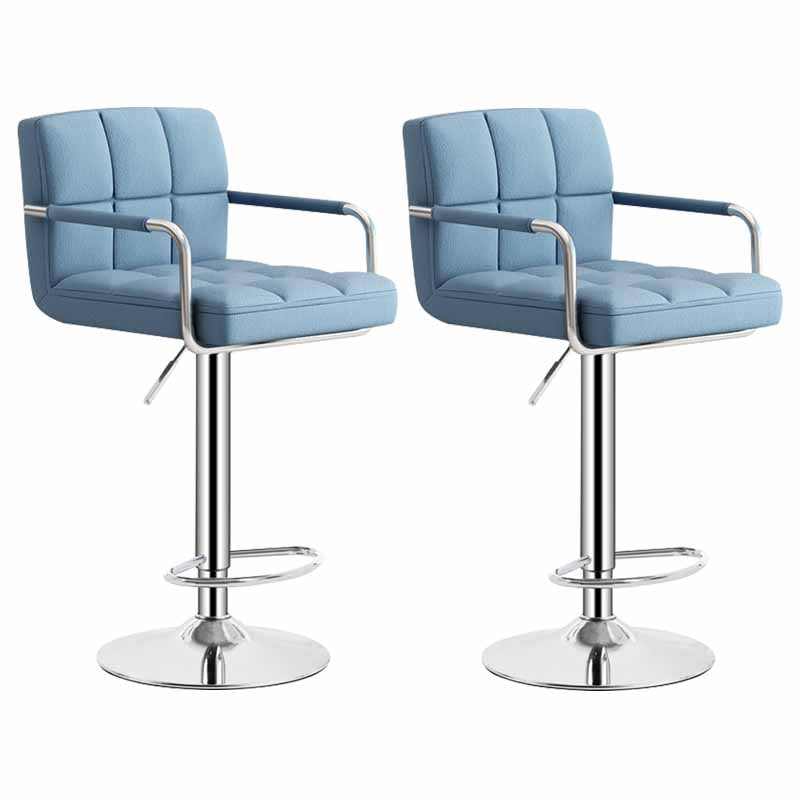 Scandinavian Adjustable Height Swivel Counter Stools Metal Upholstered Bar Stools Blue 2 Piece Set Clearhalo 'Bar Furniture' 'Bar Stools' 'bar_stools' 'furn' 'furn_bar_stools' 'furniture_bar_stools' 'Kitchen & Dining Furniture' 'kitchen&dining_furn' 'kitchen' 'kitchen_furn' Furniture' 4620314