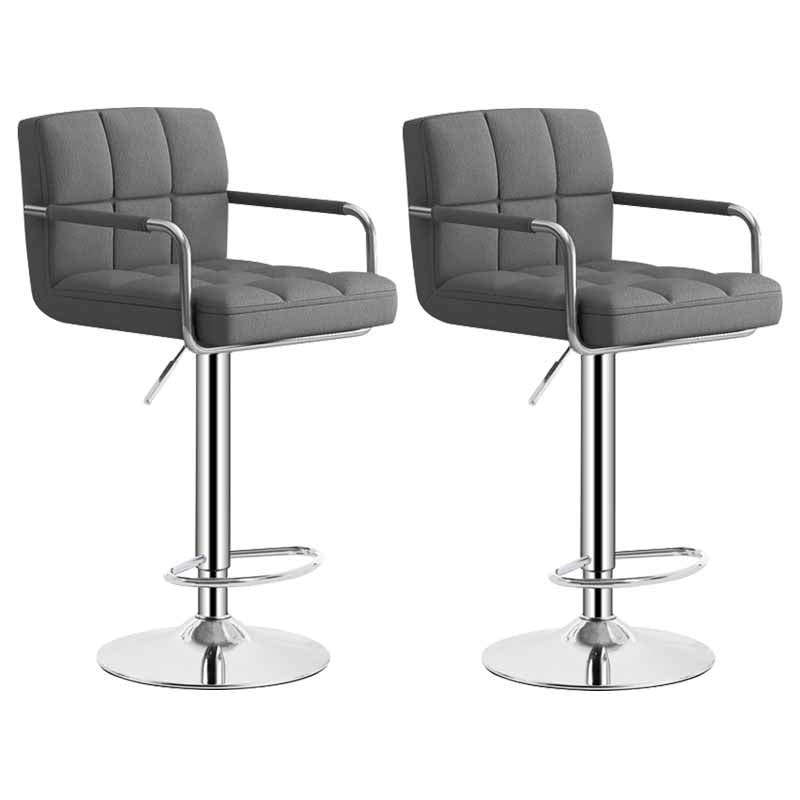 Scandinavian Adjustable Height Swivel Counter Stools Metal Upholstered Bar Stools Grey 2 Piece Set Clearhalo 'Bar Furniture' 'Bar Stools' 'bar_stools' 'furn' 'furn_bar_stools' 'furniture_bar_stools' 'Kitchen & Dining Furniture' 'kitchen&dining_furn' 'kitchen' 'kitchen_furn' Furniture' 4620316