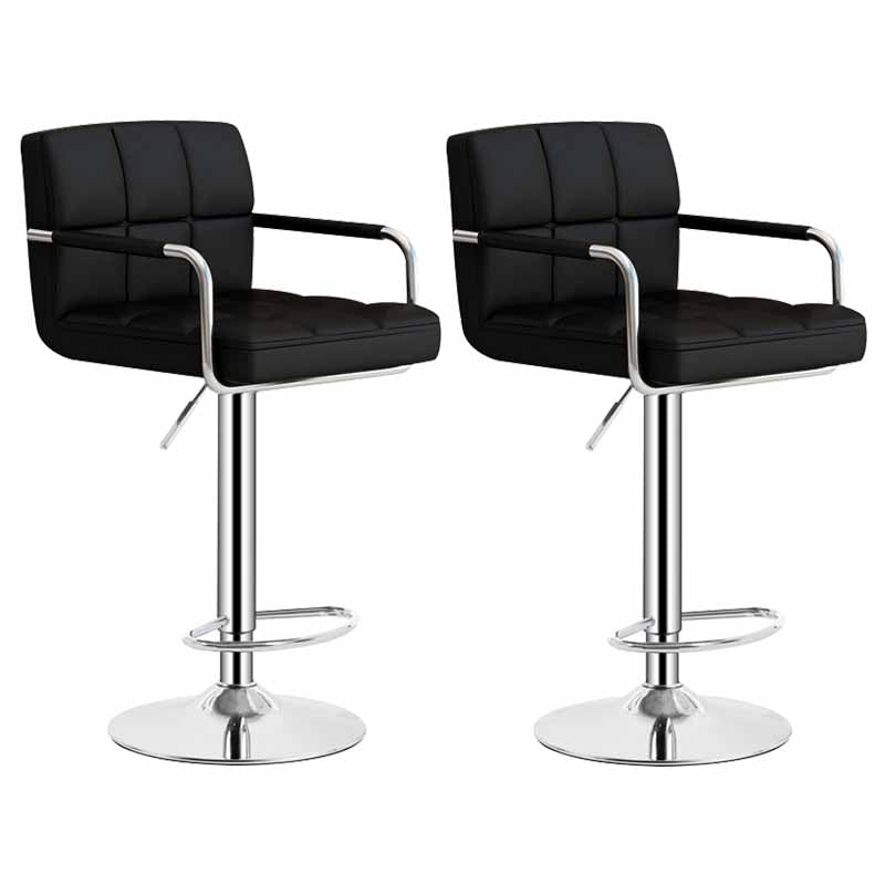 Scandinavian Adjustable Height Swivel Counter Stools Metal Upholstered Bar Stools Black 2 Piece Set Clearhalo 'Bar Furniture' 'Bar Stools' 'bar_stools' 'furn' 'furn_bar_stools' 'furniture_bar_stools' 'Kitchen & Dining Furniture' 'kitchen&dining_furn' 'kitchen' 'kitchen_furn' Furniture' 4620317