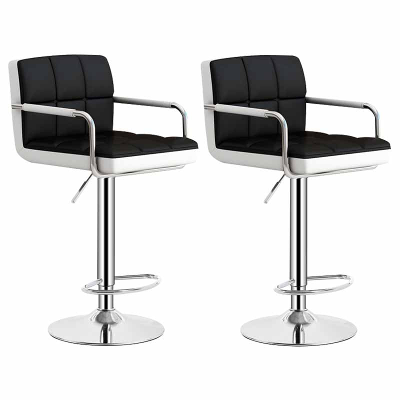 Scandinavian Adjustable Height Swivel Counter Stools Metal Upholstered Bar Stools Black White 2 Piece Set Clearhalo 'Bar Furniture' 'Bar Stools' 'bar_stools' 'furn' 'furn_bar_stools' 'furniture_bar_stools' 'Kitchen & Dining Furniture' 'kitchen&dining_furn' 'kitchen' 'kitchen_furn' Furniture' 4620320