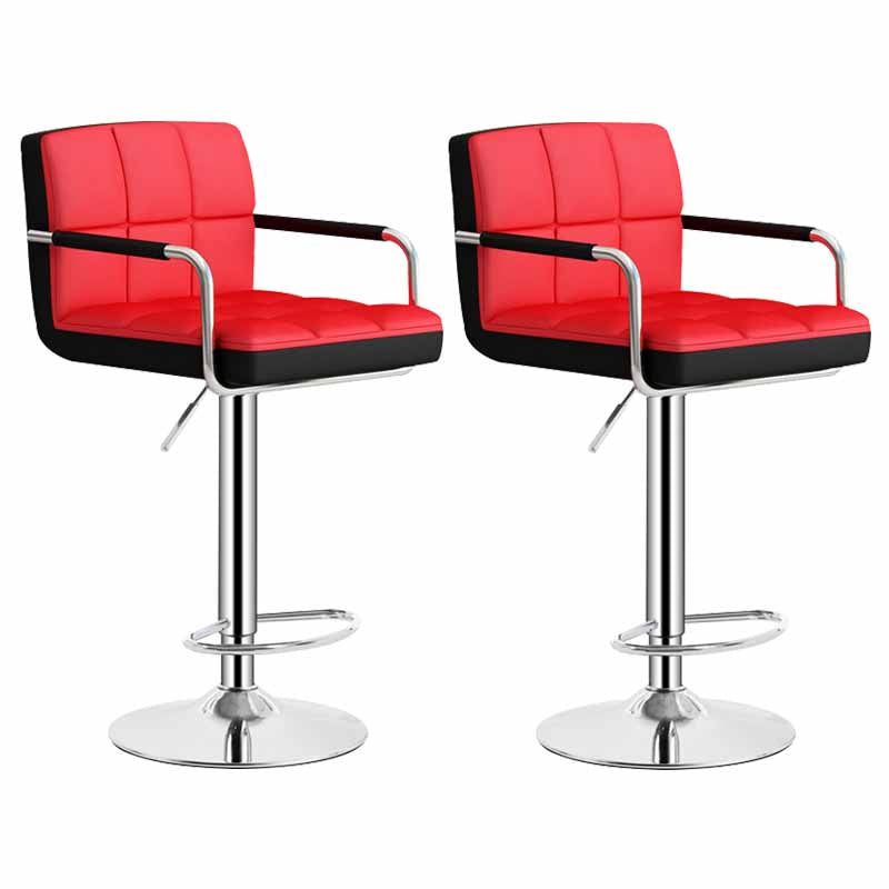 Scandinavian Adjustable Height Swivel Counter Stools Metal Upholstered Bar Stools Red 2 Piece Set Clearhalo 'Bar Furniture' 'Bar Stools' 'bar_stools' 'furn' 'furn_bar_stools' 'furniture_bar_stools' 'Kitchen & Dining Furniture' 'kitchen&dining_furn' 'kitchen' 'kitchen_furn' Furniture' 4620321