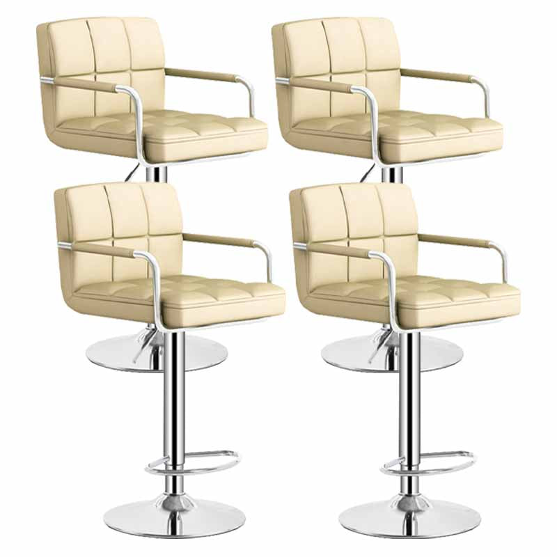 Scandinavian Adjustable Height Swivel Counter Stools Metal Upholstered Bar Stools Beige 4 Piece Set Clearhalo 'Bar Furniture' 'Bar Stools' 'bar_stools' 'furn' 'furn_bar_stools' 'furniture_bar_stools' 'Kitchen & Dining Furniture' 'kitchen&dining_furn' 'kitchen' 'kitchen_furn' Furniture' 4620322
