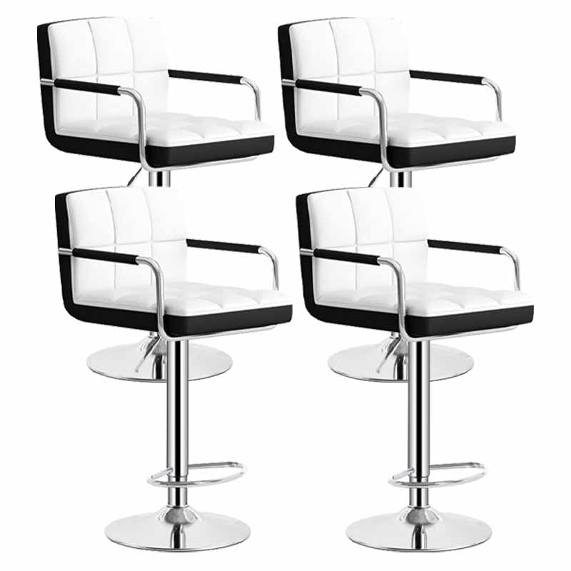 Scandinavian Adjustable Height Swivel Counter Stools Metal Upholstered Bar Stools White 4 Piece Set Clearhalo 'Bar Furniture' 'Bar Stools' 'bar_stools' 'furn' 'furn_bar_stools' 'furniture_bar_stools' 'Kitchen & Dining Furniture' 'kitchen&dining_furn' 'kitchen' 'kitchen_furn' Furniture' 4620323