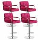 Scandinavian Adjustable Height Swivel Counter Stools Metal Upholstered Bar Stools Rose Red 4 Piece Set Clearhalo 'Bar Furniture' 'Bar Stools' 'bar_stools' 'furn' 'furn_bar_stools' 'furniture_bar_stools' 'Kitchen & Dining Furniture' 'kitchen&dining_furn' 'kitchen' 'kitchen_furn' Furniture' 4620325