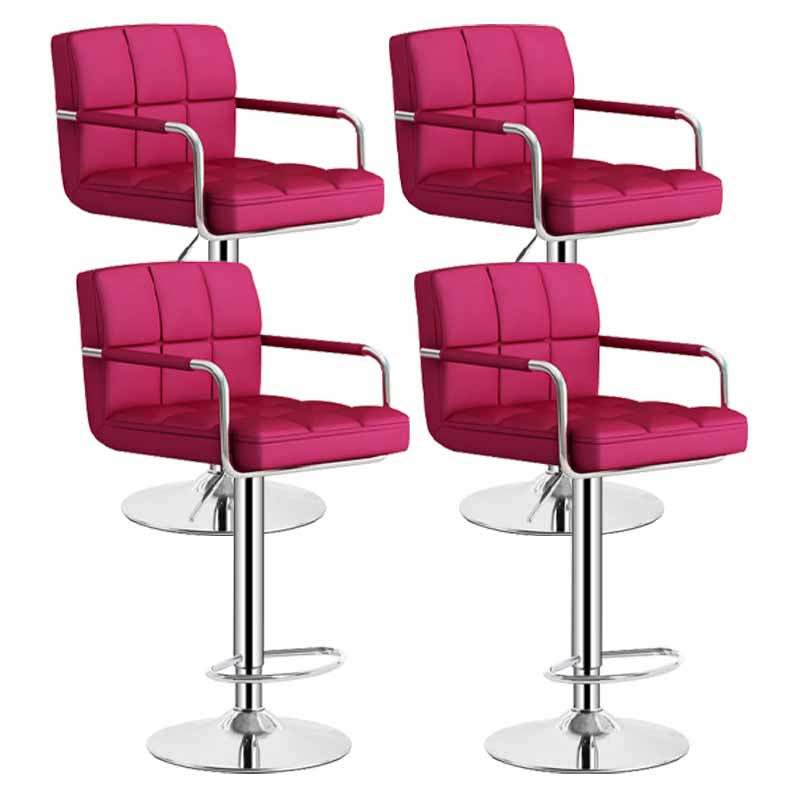 Scandinavian Adjustable Height Swivel Counter Stools Metal Upholstered Bar Stools Rose Red 4 Piece Set Clearhalo 'Bar Furniture' 'Bar Stools' 'bar_stools' 'furn' 'furn_bar_stools' 'furniture_bar_stools' 'Kitchen & Dining Furniture' 'kitchen&dining_furn' 'kitchen' 'kitchen_furn' Furniture' 4620325