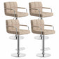 Scandinavian Adjustable Height Swivel Counter Stools Metal Upholstered Bar Stools Khaki 4 Piece Set Clearhalo 'Bar Furniture' 'Bar Stools' 'bar_stools' 'furn' 'furn_bar_stools' 'furniture_bar_stools' 'Kitchen & Dining Furniture' 'kitchen&dining_furn' 'kitchen' 'kitchen_furn' Furniture' 4620326