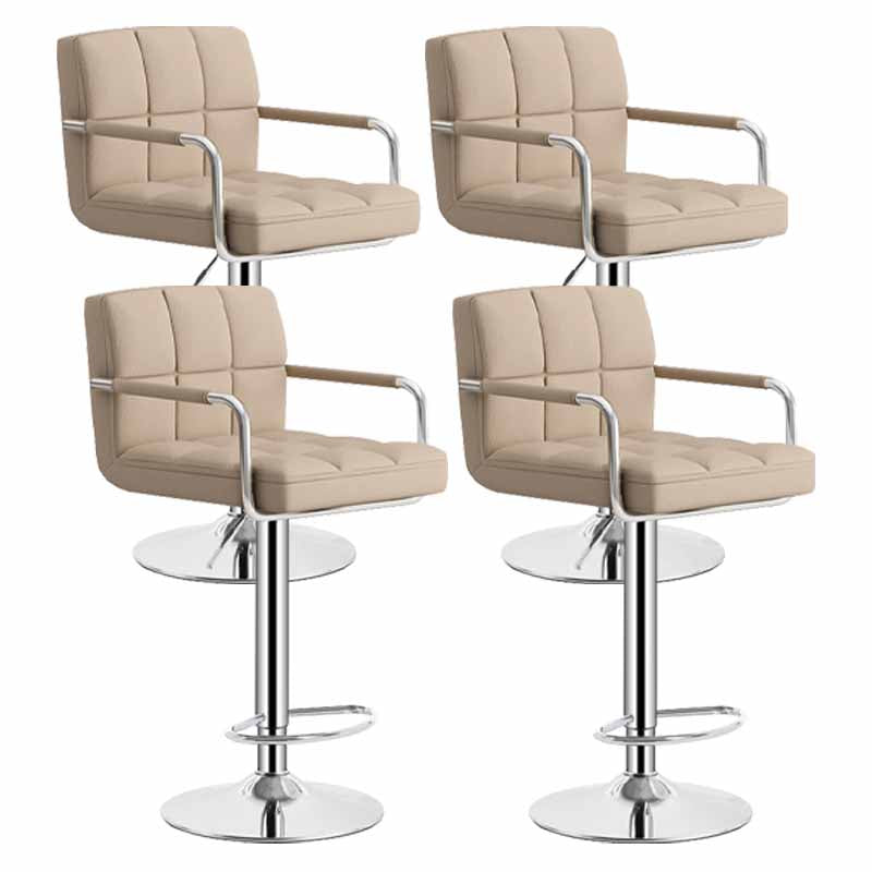 Scandinavian Adjustable Height Swivel Counter Stools Metal Upholstered Bar Stools Khaki 4 Piece Set Clearhalo 'Bar Furniture' 'Bar Stools' 'bar_stools' 'furn' 'furn_bar_stools' 'furniture_bar_stools' 'Kitchen & Dining Furniture' 'kitchen&dining_furn' 'kitchen' 'kitchen_furn' Furniture' 4620326
