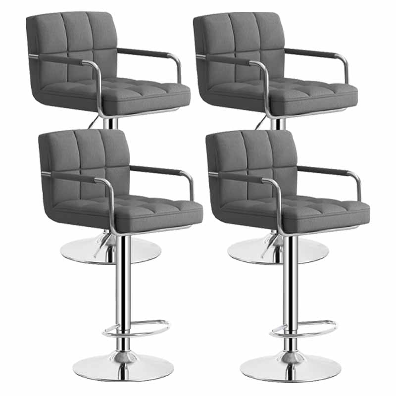 Scandinavian Adjustable Height Swivel Counter Stools Metal Upholstered Bar Stools Grey 4 Piece Set Clearhalo 'Bar Furniture' 'Bar Stools' 'bar_stools' 'furn' 'furn_bar_stools' 'furniture_bar_stools' 'Kitchen & Dining Furniture' 'kitchen&dining_furn' 'kitchen' 'kitchen_furn' Furniture' 4620329