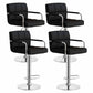 Scandinavian Adjustable Height Swivel Counter Stools Metal Upholstered Bar Stools Black 4 Piece Set Clearhalo 'Bar Furniture' 'Bar Stools' 'bar_stools' 'furn' 'furn_bar_stools' 'furniture_bar_stools' 'Kitchen & Dining Furniture' 'kitchen&dining_furn' 'kitchen' 'kitchen_furn' Furniture' 4620330