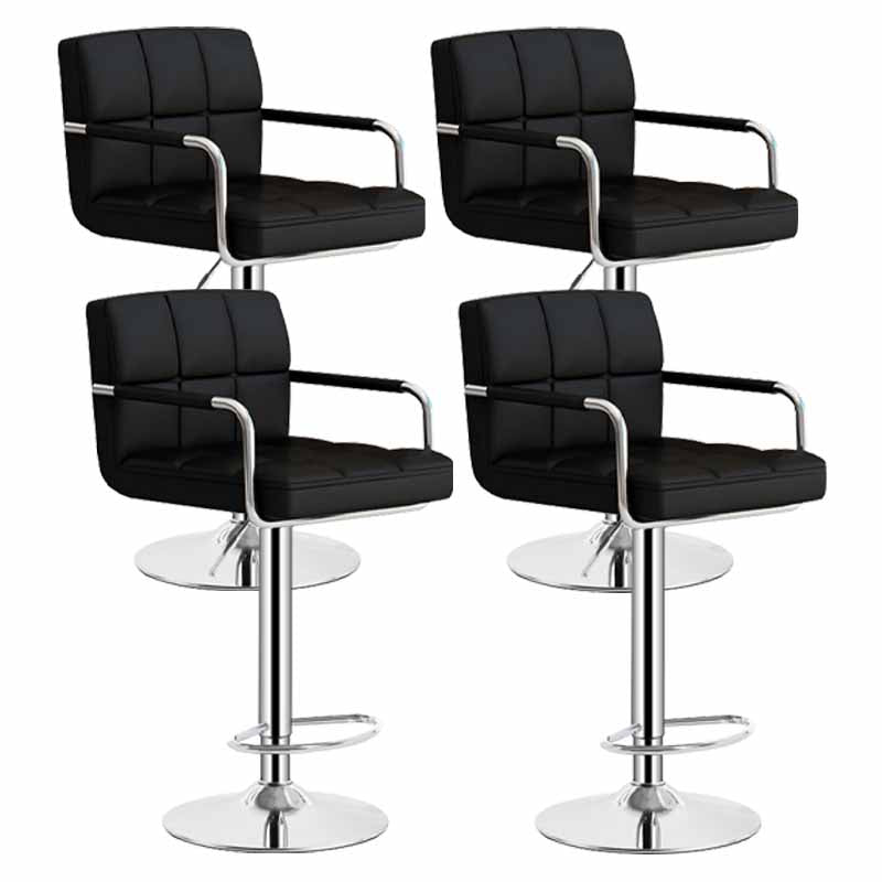 Scandinavian Adjustable Height Swivel Counter Stools Metal Upholstered Bar Stools Black 4 Piece Set Clearhalo 'Bar Furniture' 'Bar Stools' 'bar_stools' 'furn' 'furn_bar_stools' 'furniture_bar_stools' 'Kitchen & Dining Furniture' 'kitchen&dining_furn' 'kitchen' 'kitchen_furn' Furniture' 4620330