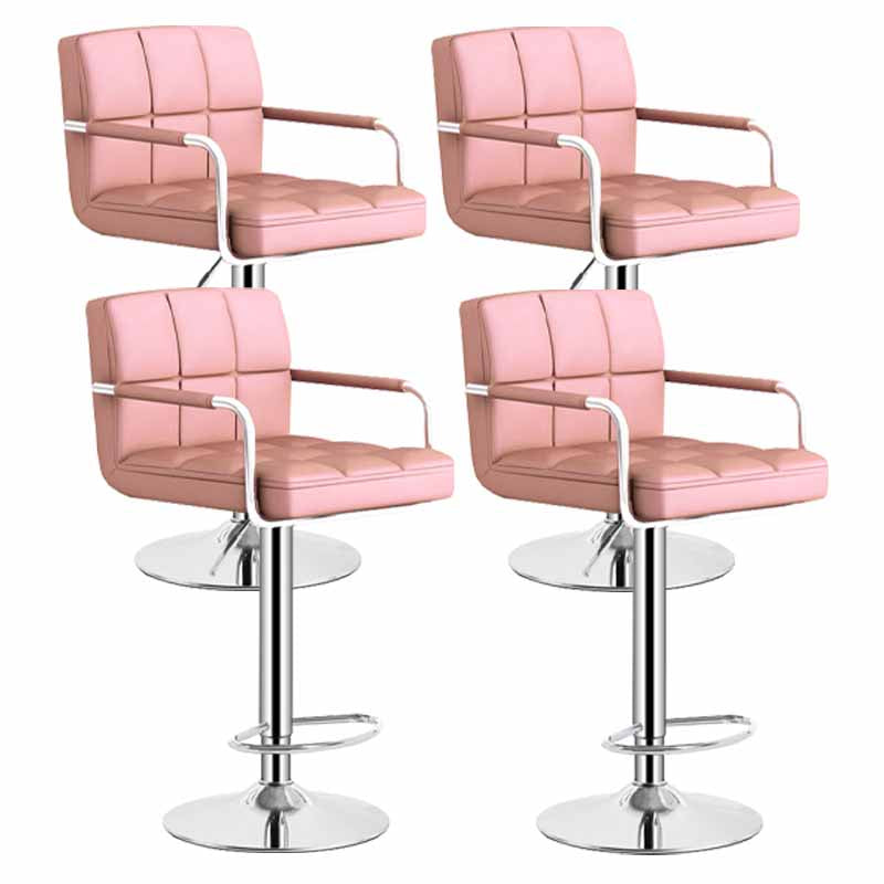 Scandinavian Adjustable Height Swivel Counter Stools Metal Upholstered Bar Stools Pink 4 Piece Set Clearhalo 'Bar Furniture' 'Bar Stools' 'bar_stools' 'furn' 'furn_bar_stools' 'furniture_bar_stools' 'Kitchen & Dining Furniture' 'kitchen&dining_furn' 'kitchen' 'kitchen_furn' Furniture' 4620331