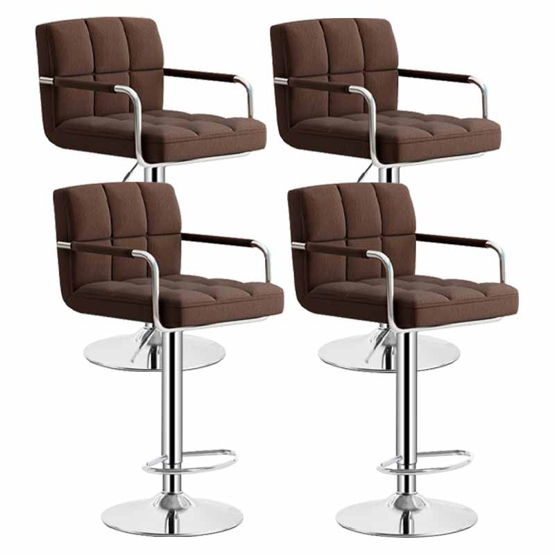 Scandinavian Adjustable Height Swivel Counter Stools Metal Upholstered Bar Stools Brown 4 Piece Set Clearhalo 'Bar Furniture' 'Bar Stools' 'bar_stools' 'furn' 'furn_bar_stools' 'furniture_bar_stools' 'Kitchen & Dining Furniture' 'kitchen&dining_furn' 'kitchen' 'kitchen_furn' Furniture' 4620332
