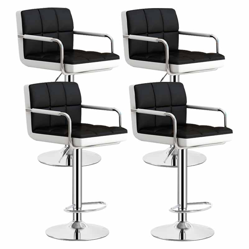 Scandinavian Adjustable Height Swivel Counter Stools Metal Upholstered Bar Stools Black White 4 Piece Set Clearhalo 'Bar Furniture' 'Bar Stools' 'bar_stools' 'furn' 'furn_bar_stools' 'furniture_bar_stools' 'Kitchen & Dining Furniture' 'kitchen&dining_furn' 'kitchen' 'kitchen_furn' Furniture' 4620333