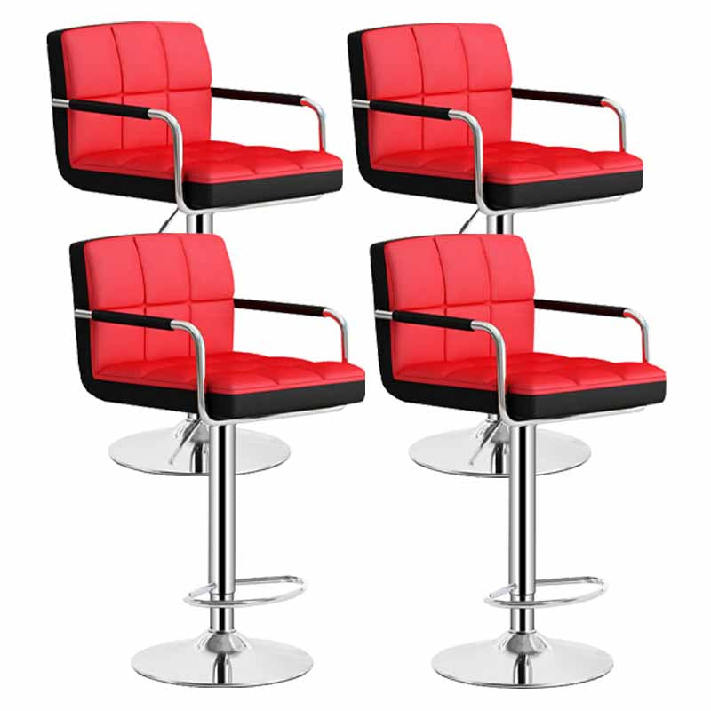 Scandinavian Adjustable Height Swivel Counter Stools Metal Upholstered Bar Stools Red 4 Piece Set Clearhalo 'Bar Furniture' 'Bar Stools' 'bar_stools' 'furn' 'furn_bar_stools' 'furniture_bar_stools' 'Kitchen & Dining Furniture' 'kitchen&dining_furn' 'kitchen' 'kitchen_furn' Furniture' 4620334