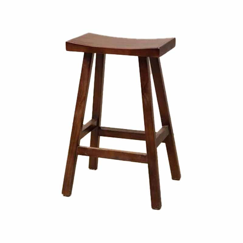 Industrial Wood Backless Barstool Simple Indoor Tall Stool with Contoured Seat Walnut 1 Piece Short Stool(22"H) Clearhalo 'Bar Furniture' 'Bar Stools' 'bar_stools' 'furn' 'furn_bar_stools' 'furniture_bar_stools' 'Kitchen & Dining Furniture' 'kitchen&dining_furn' 'kitchen' 'kitchen_furn' Furniture' 4620345