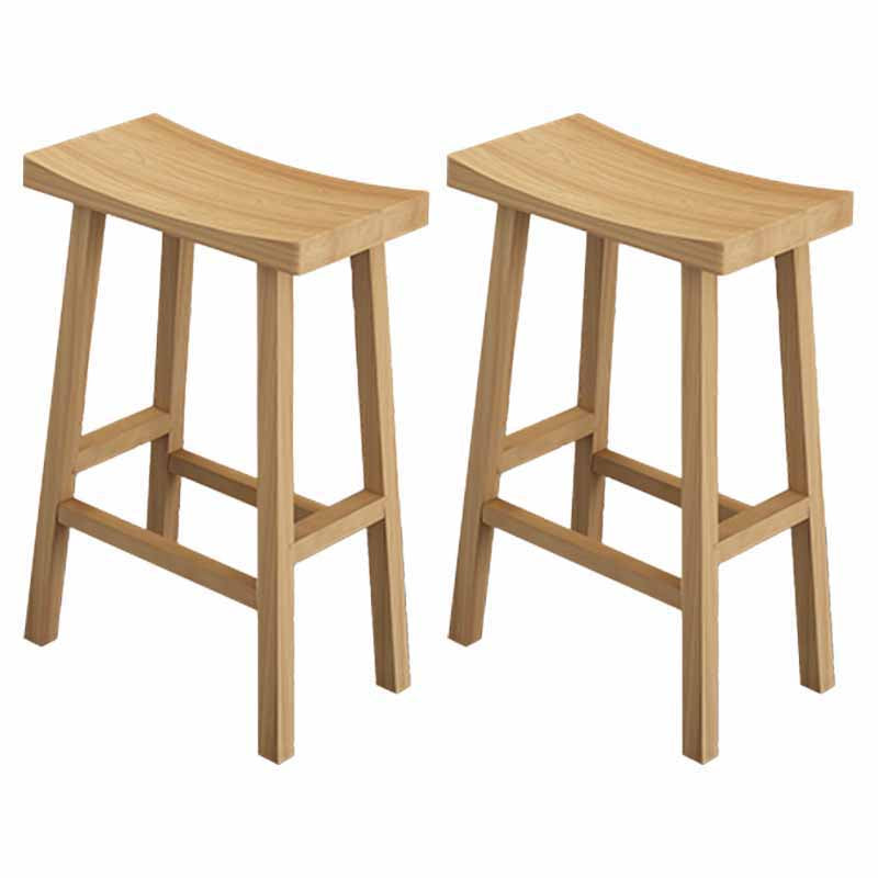 Industrial Wood Backless Barstool Simple Indoor Tall Stool with Contoured Seat Light Wood 2 Piece Set Clearhalo 'Bar Furniture' 'Bar Stools' 'bar_stools' 'furn' 'furn_bar_stools' 'furniture_bar_stools' 'Kitchen & Dining Furniture' 'kitchen&dining_furn' 'kitchen' 'kitchen_furn' Furniture' 4620346