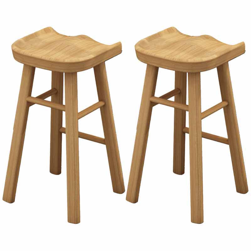 Industrial Wood Backless Barstool Simple Indoor Tall Stool with Contoured Seat Natural 2 Piece Set Clearhalo 'Bar Furniture' 'Bar Stools' 'bar_stools' 'furn' 'furn_bar_stools' 'furniture_bar_stools' 'Kitchen & Dining Furniture' 'kitchen&dining_furn' 'kitchen' 'kitchen_furn' Furniture' 4620348