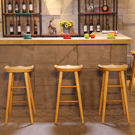 Industrial Wood Backless Barstool Simple Indoor Tall Stool with Contoured Seat Clearhalo 'Bar Furniture' 'Bar Stools' 'bar_stools' 'furn' 'furn_bar_stools' 'furniture_bar_stools' 'Kitchen & Dining Furniture' 'kitchen&dining_furn' 'kitchen' 'kitchen_furn' Furniture' 4620353