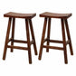 Industrial Wood Backless Barstool Simple Indoor Tall Stool with Contoured Seat Walnut 2 Piece Set Short Stool(22"H) Clearhalo 'Bar Furniture' 'Bar Stools' 'bar_stools' 'furn' 'furn_bar_stools' 'furniture_bar_stools' 'Kitchen & Dining Furniture' 'kitchen&dining_furn' 'kitchen' 'kitchen_furn' Furniture' 4620355