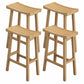 Industrial Wood Backless Barstool Simple Indoor Tall Stool with Contoured Seat Light Wood 4 Piece Set Clearhalo 'Bar Furniture' 'Bar Stools' 'bar_stools' 'furn' 'furn_bar_stools' 'furniture_bar_stools' 'Kitchen & Dining Furniture' 'kitchen&dining_furn' 'kitchen' 'kitchen_furn' Furniture' 4620356