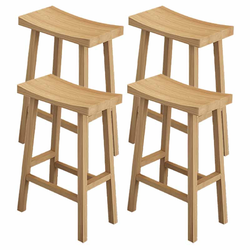 Industrial Wood Backless Barstool Simple Indoor Tall Stool with Contoured Seat Light Wood 4 Piece Set Clearhalo 'Bar Furniture' 'Bar Stools' 'bar_stools' 'furn' 'furn_bar_stools' 'furniture_bar_stools' 'Kitchen & Dining Furniture' 'kitchen&dining_furn' 'kitchen' 'kitchen_furn' Furniture' 4620356