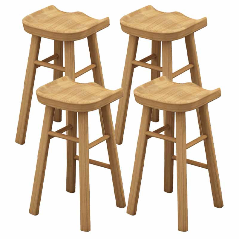 Industrial Wood Backless Barstool Simple Indoor Tall Stool with Contoured Seat Natural 4 Piece Set Clearhalo 'Bar Furniture' 'Bar Stools' 'bar_stools' 'furn' 'furn_bar_stools' 'furniture_bar_stools' 'Kitchen & Dining Furniture' 'kitchen&dining_furn' 'kitchen' 'kitchen_furn' Furniture' 4620357