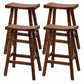 Industrial Wood Backless Barstool Simple Indoor Tall Stool with Contoured Seat Walnut 4 Piece Set Short Stool(22"H) Clearhalo 'Bar Furniture' 'Bar Stools' 'bar_stools' 'furn' 'furn_bar_stools' 'furniture_bar_stools' 'Kitchen & Dining Furniture' 'kitchen&dining_furn' 'kitchen' 'kitchen_furn' Furniture' 4620360